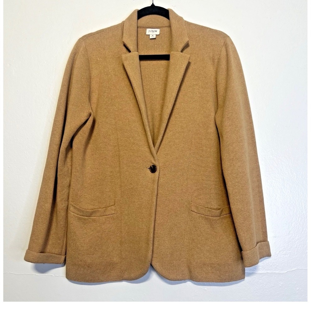 J.Crew Sophie Sweater Blazer Camel Tan Wool Blend Notched Lapel Cardigan Medium